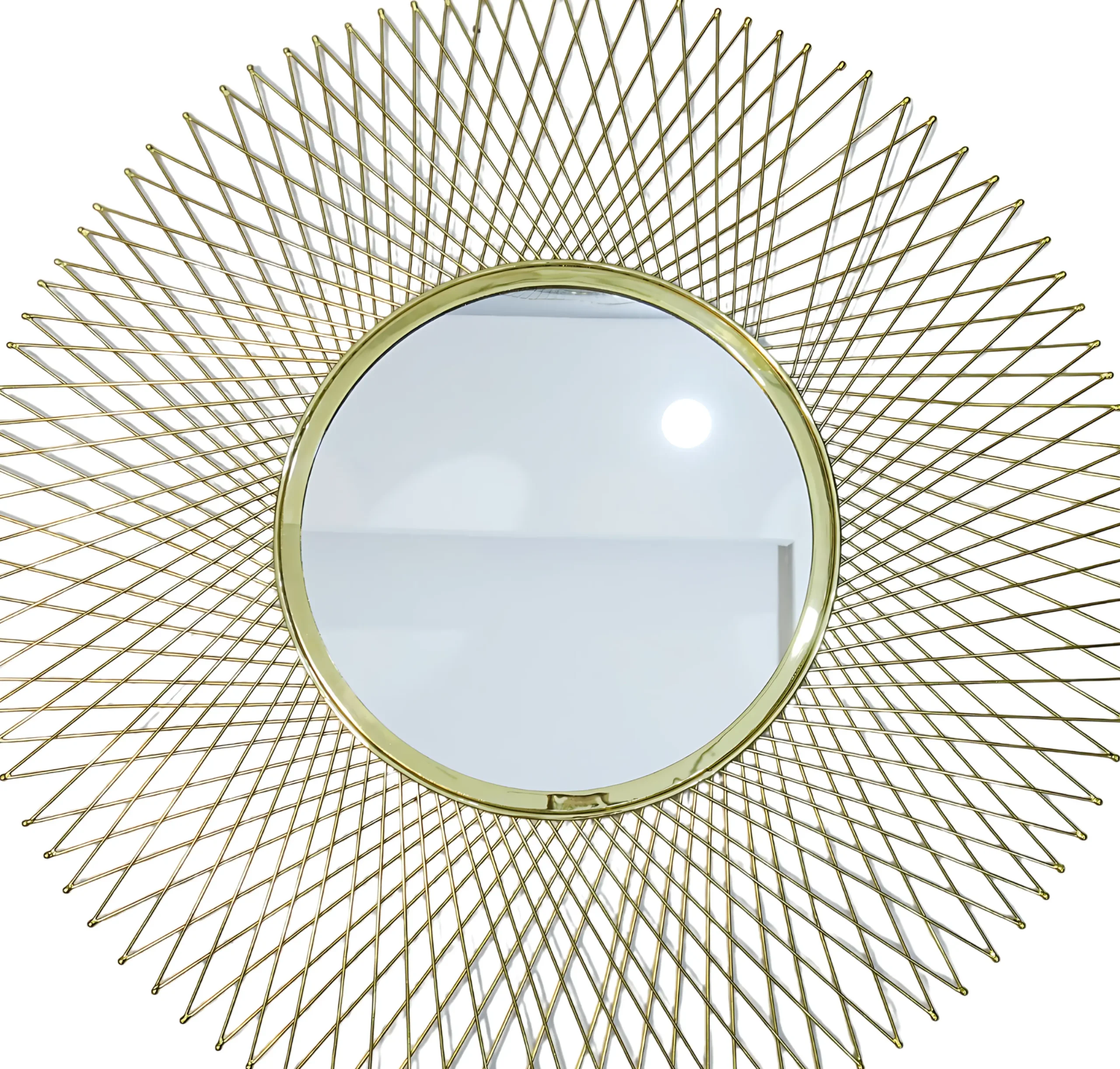 Homfye Sunburst Splendor Gold Wall Mirror – 35x1x35 Inch