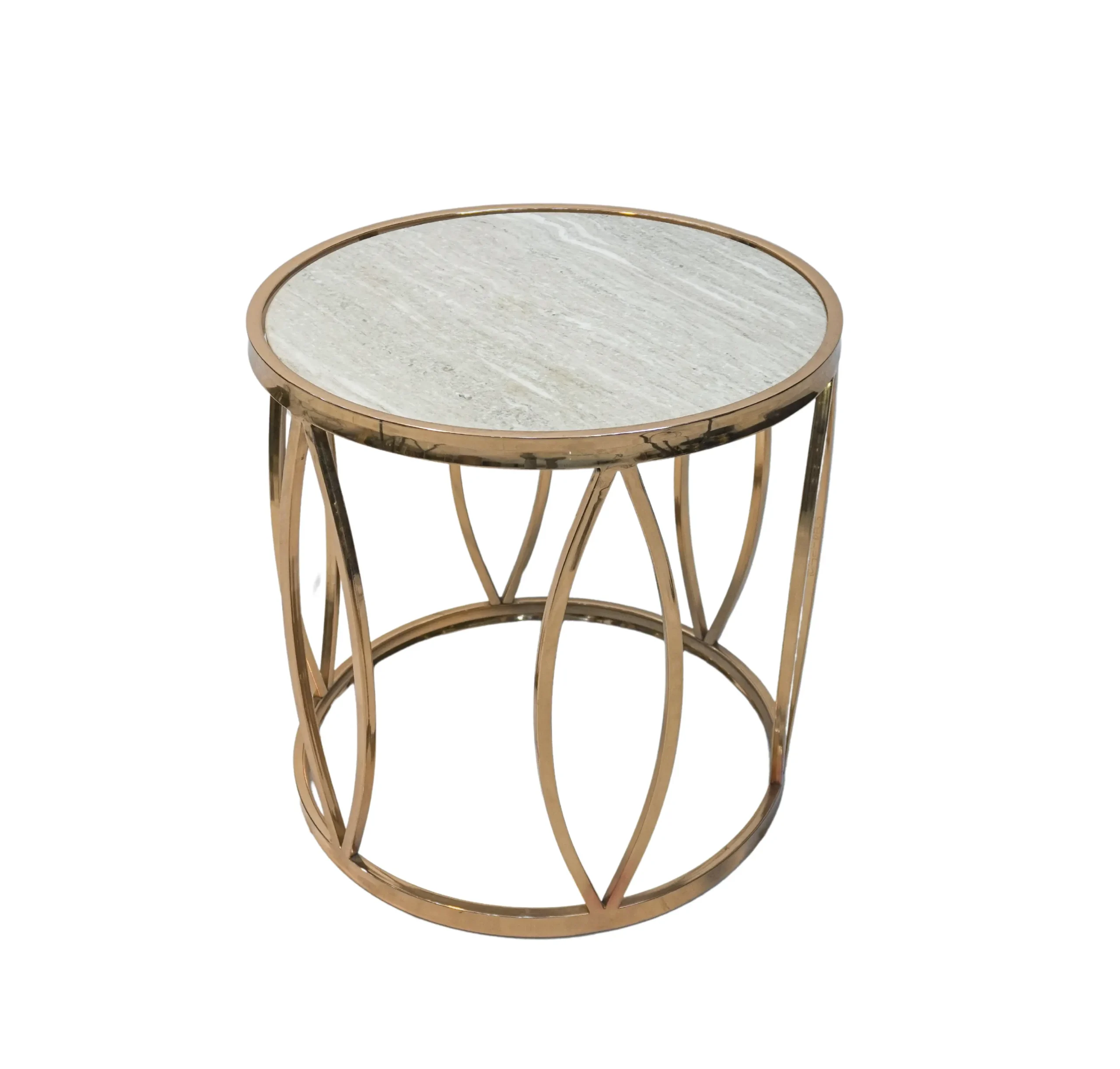 Homfye Geometric Chic Rose Gold Side Table – 20x20x20 Inch