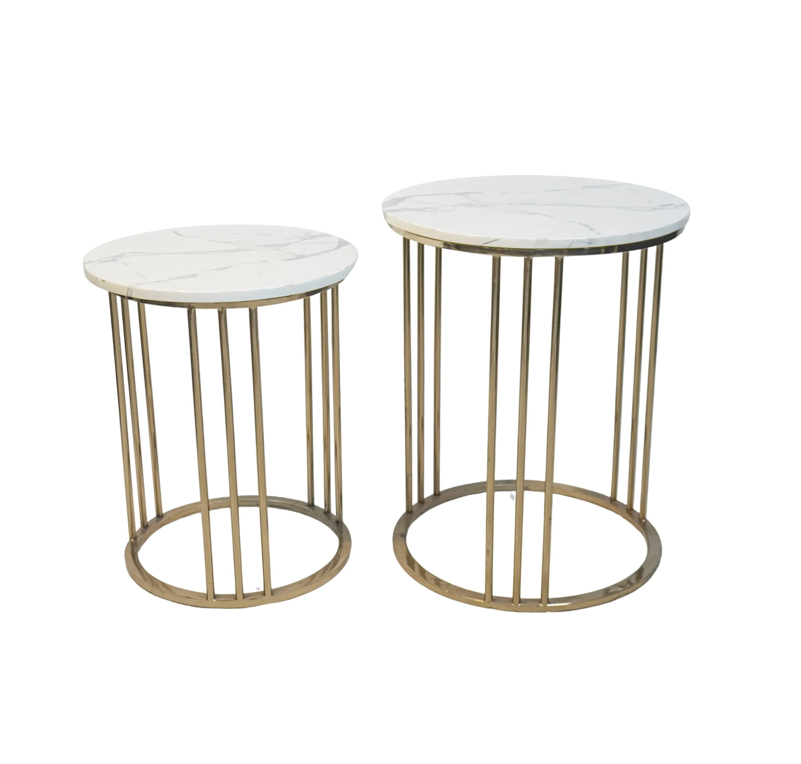 Homfye Duo Rose Marble Side Table Set – Set Of 2