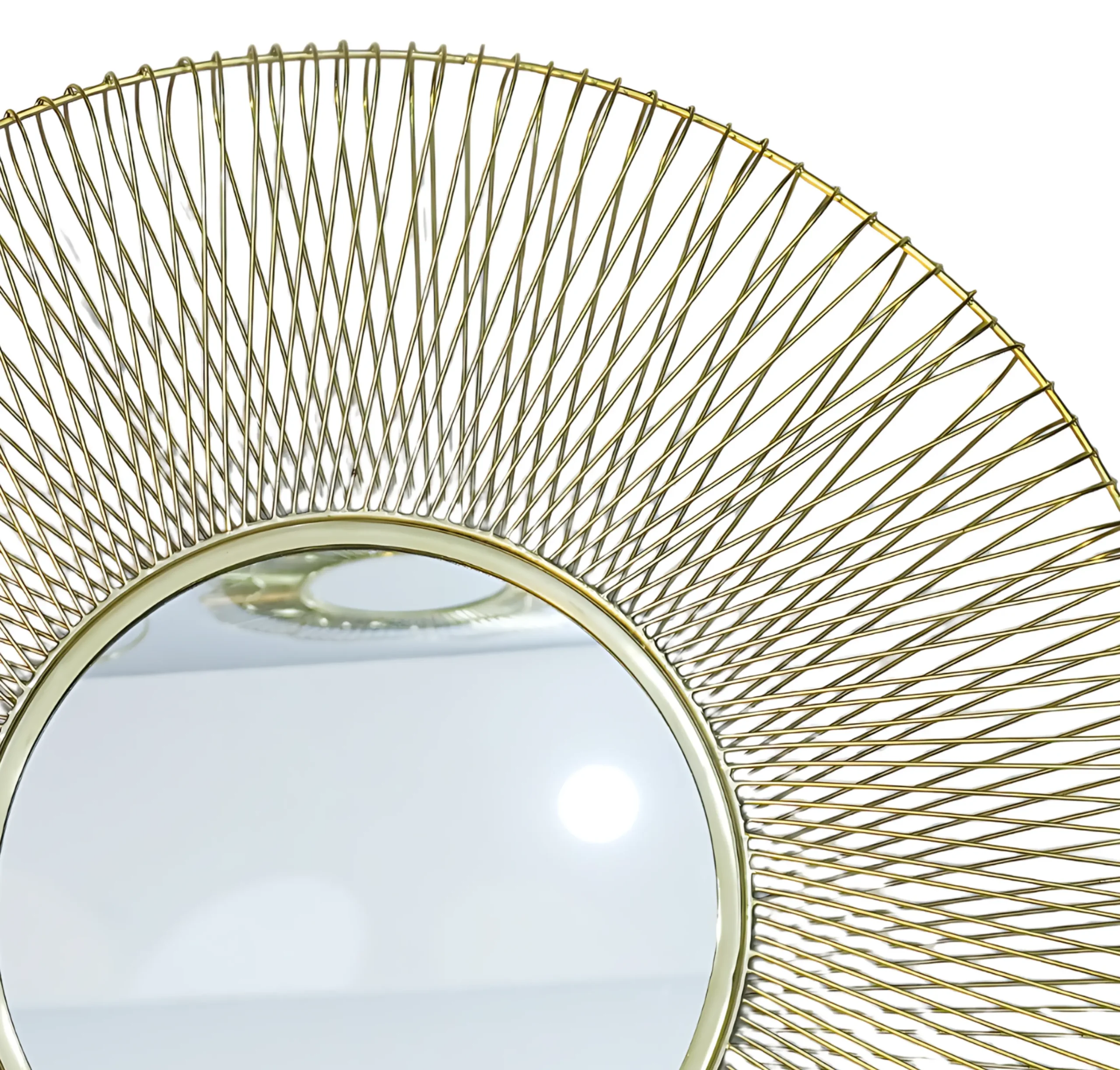 Homfye Golden Strands Sunburst Wall Mirror – 36x2x36 Inch