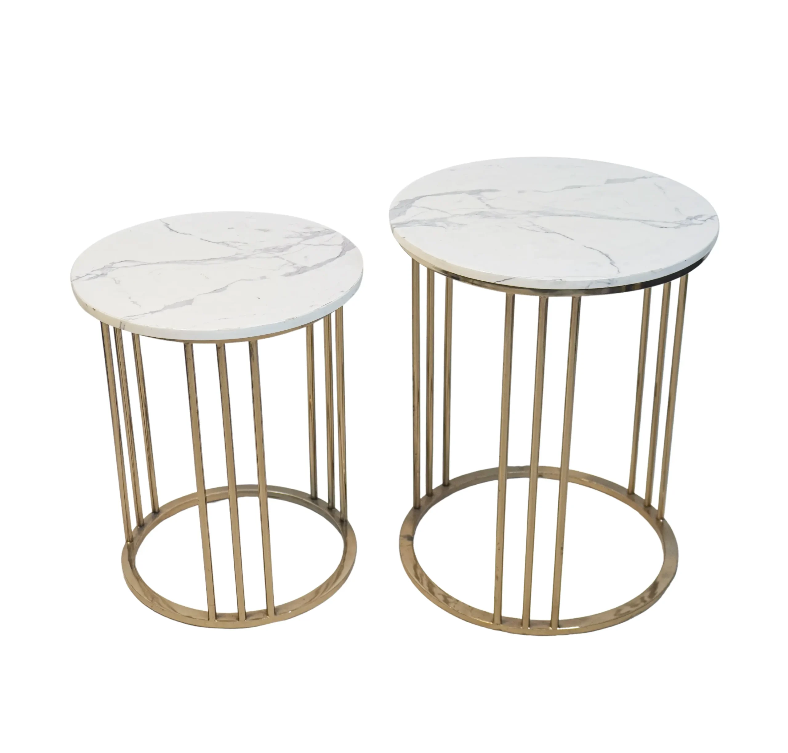 Homfye Duo Rose Marble Side Table Set – Set Of 2