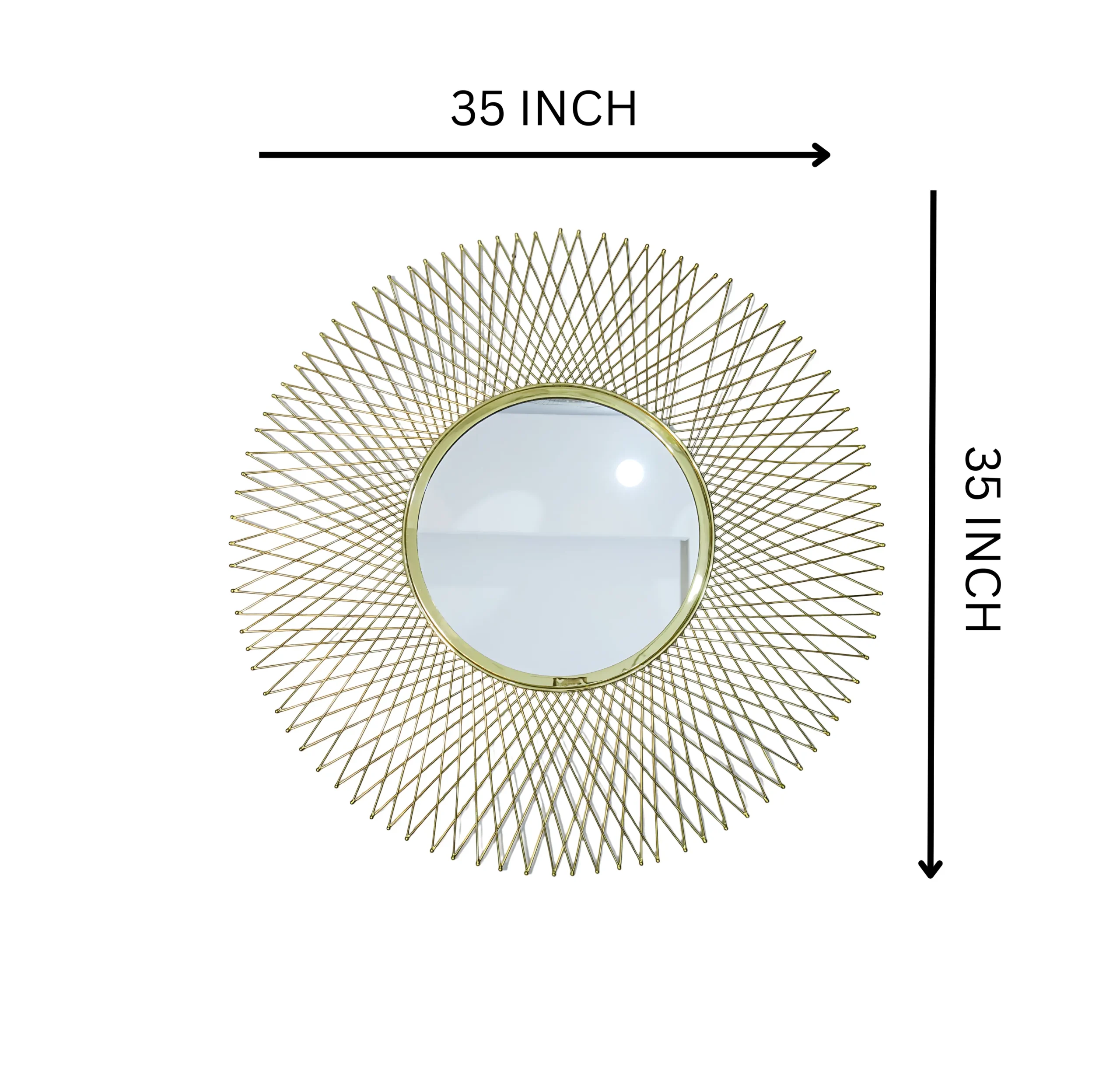 Homfye Sunburst Splendor Gold Wall Mirror – 35x1x35 Inch