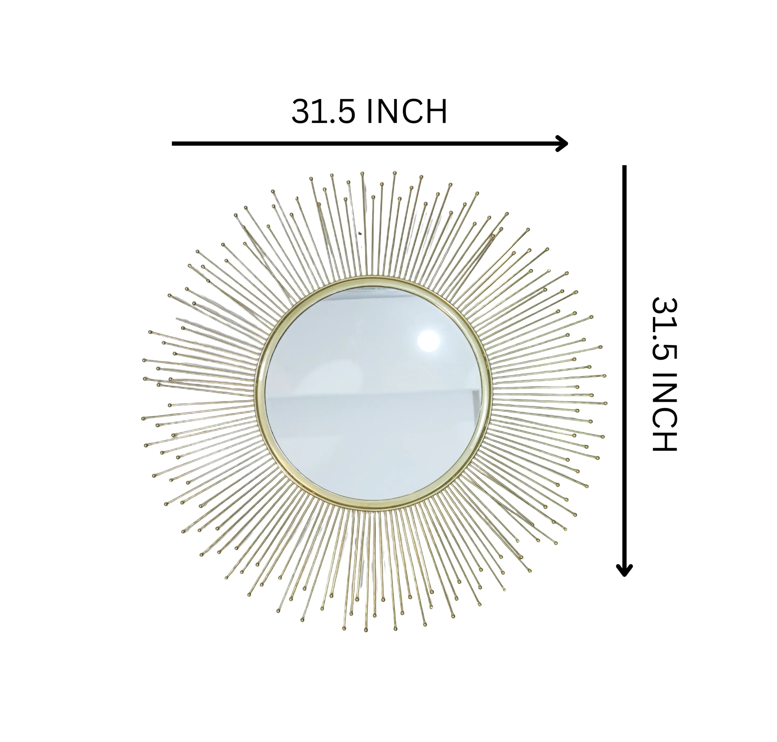 Homfye Radiant Sunburst Gold Wall Mirror – 31.5x1x31.5 Inch