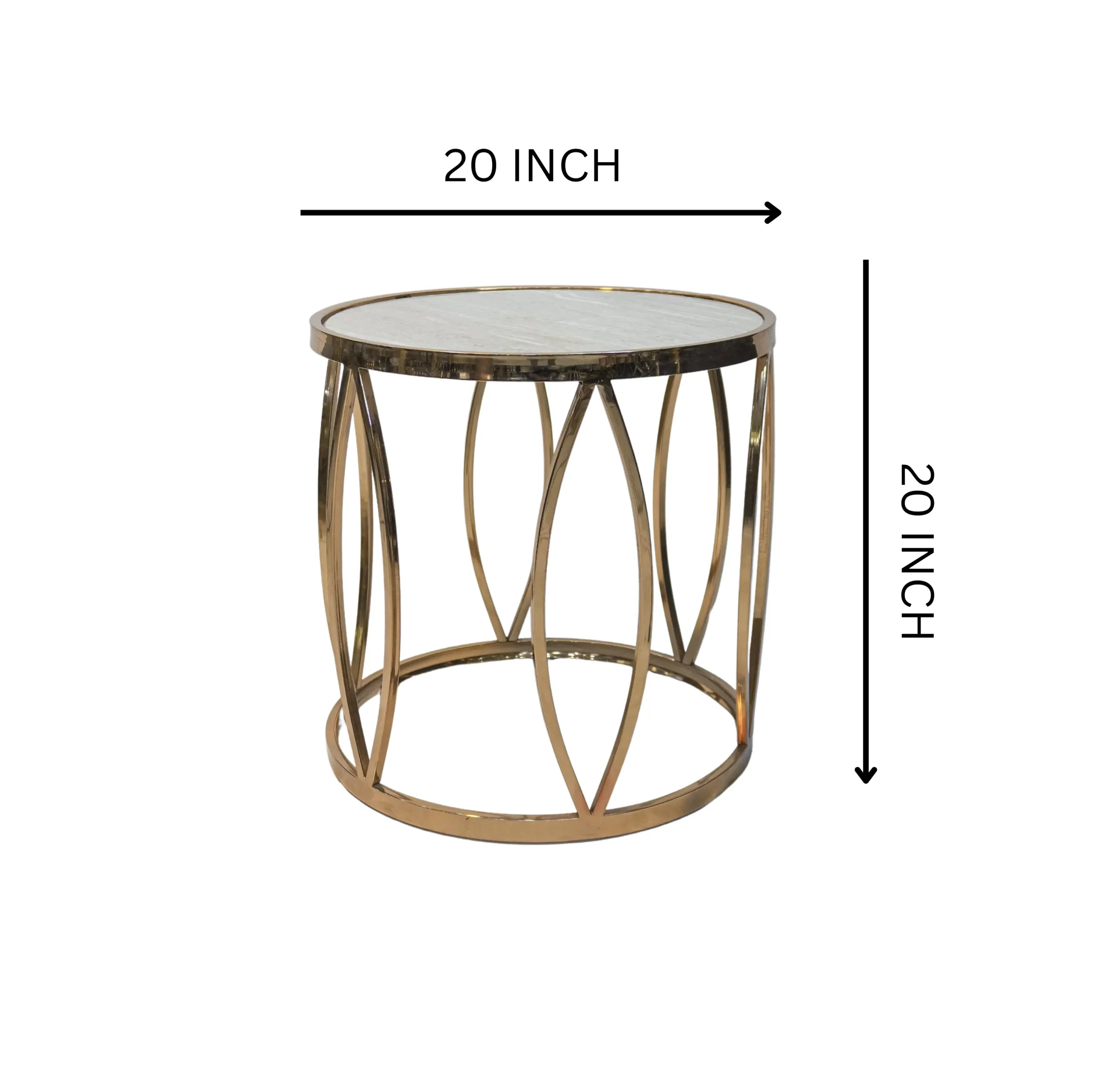 Homfye Geometric Chic Rose Gold Side Table – 20x20x20 Inch