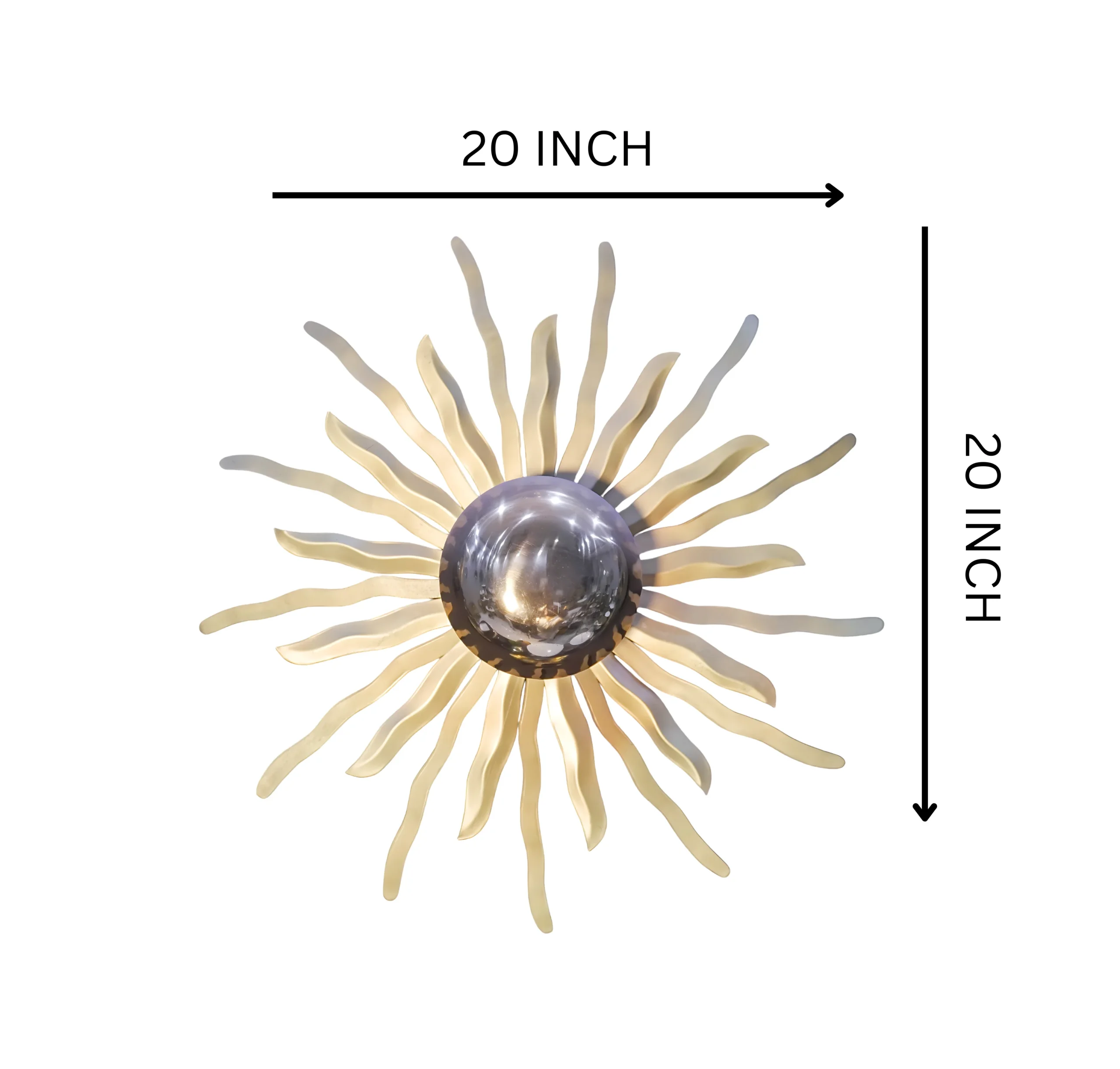 Homfye Matte Brass Sunburst Wall Light – 20x6x20 Inch