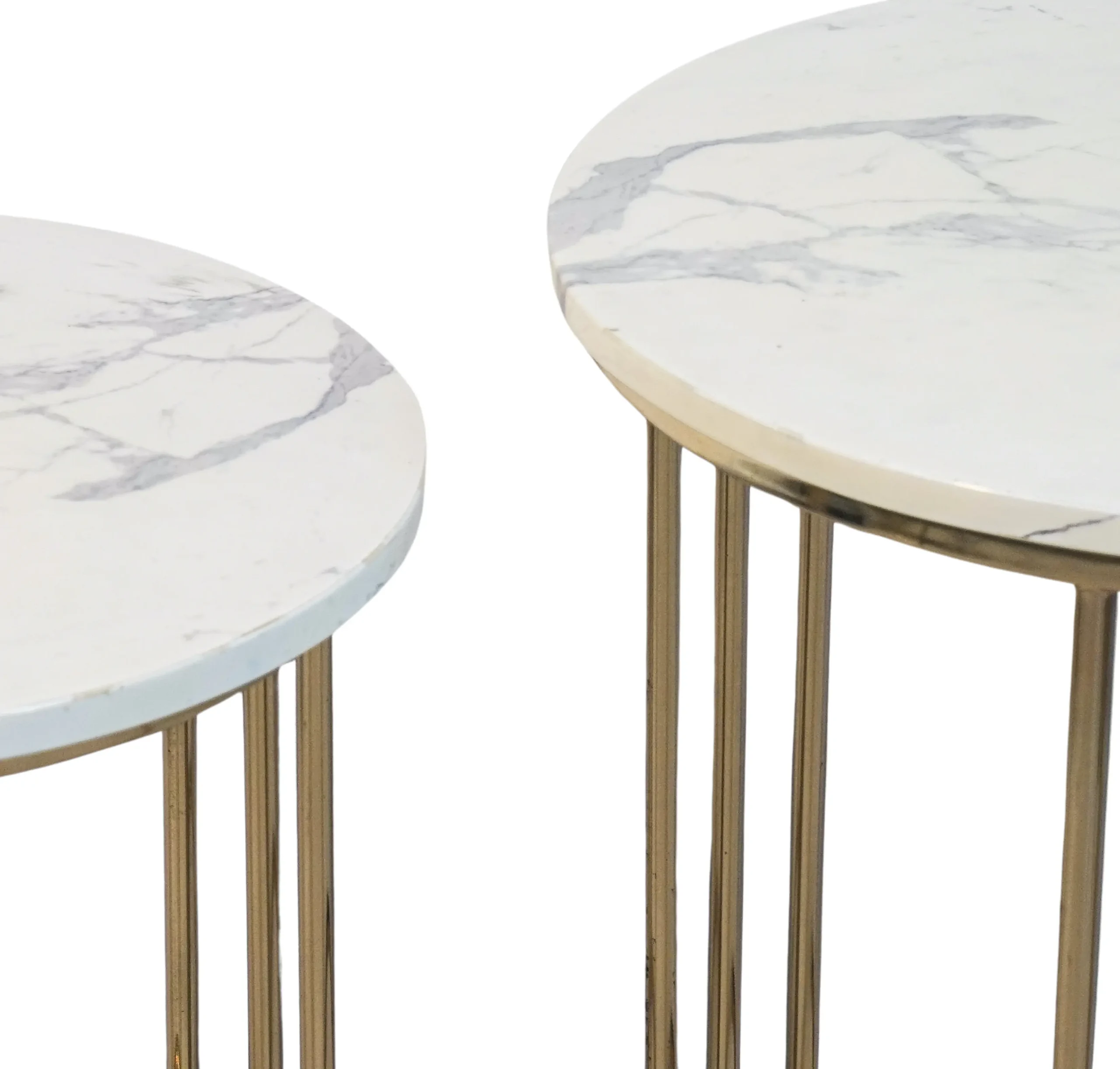 Homfye Duo Rose Marble Side Table Set – Set Of 2