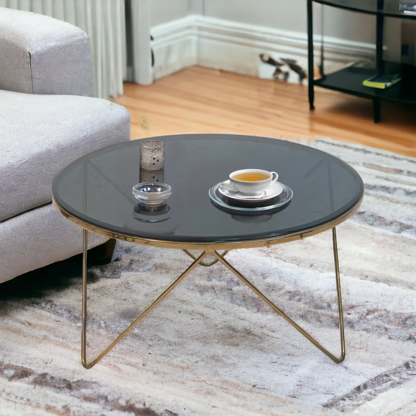 Homfye Rose Gold Nexus Coffee Table