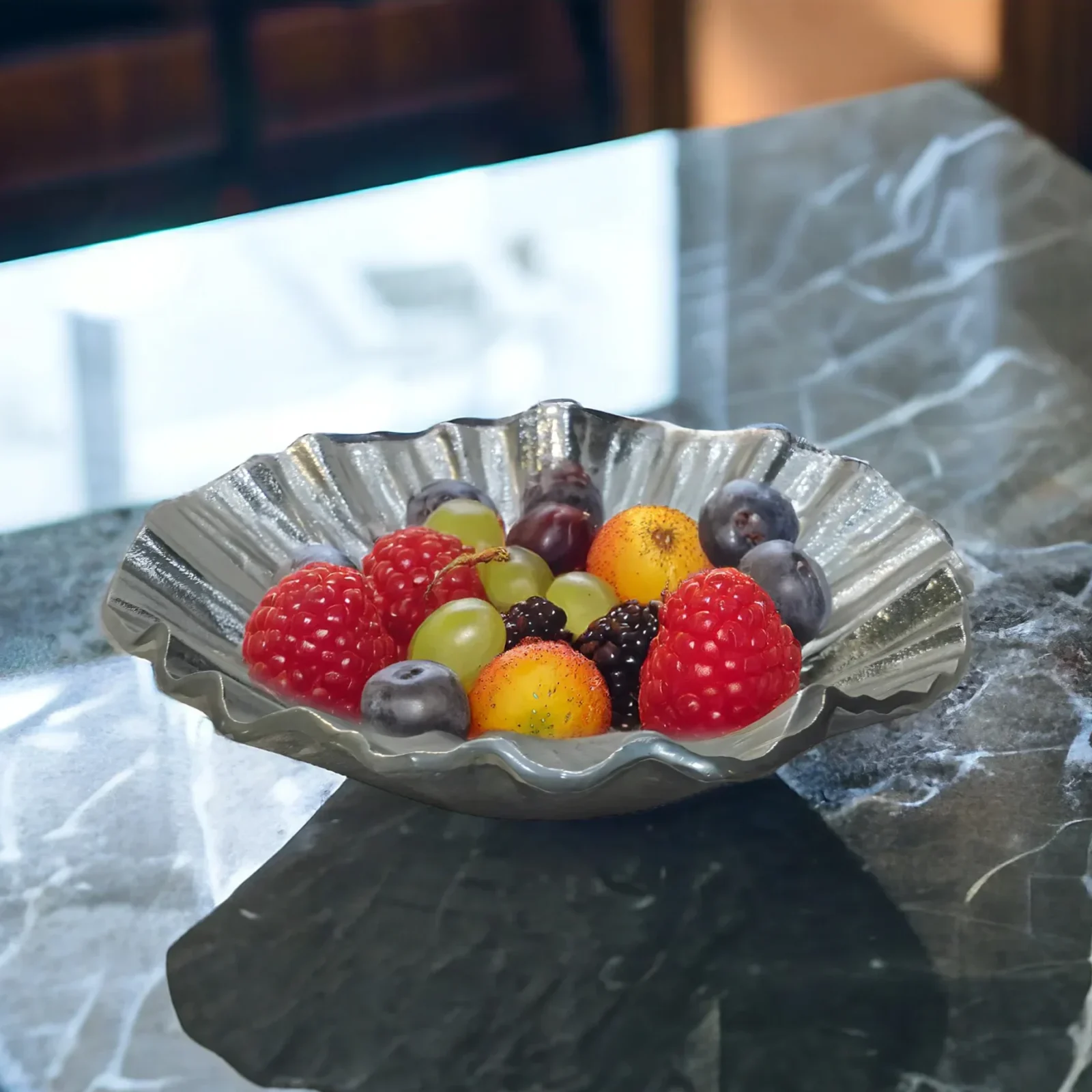 Homfye Sleek Silver Aluminium Platter