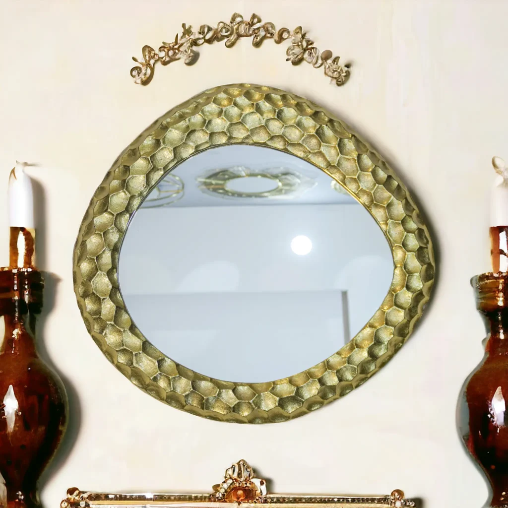 Homfye Honeycomb Luxe Gold Wall Mirror