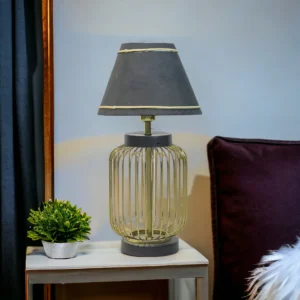 Homfye Modern Noir Cage Shaped Table Lamp