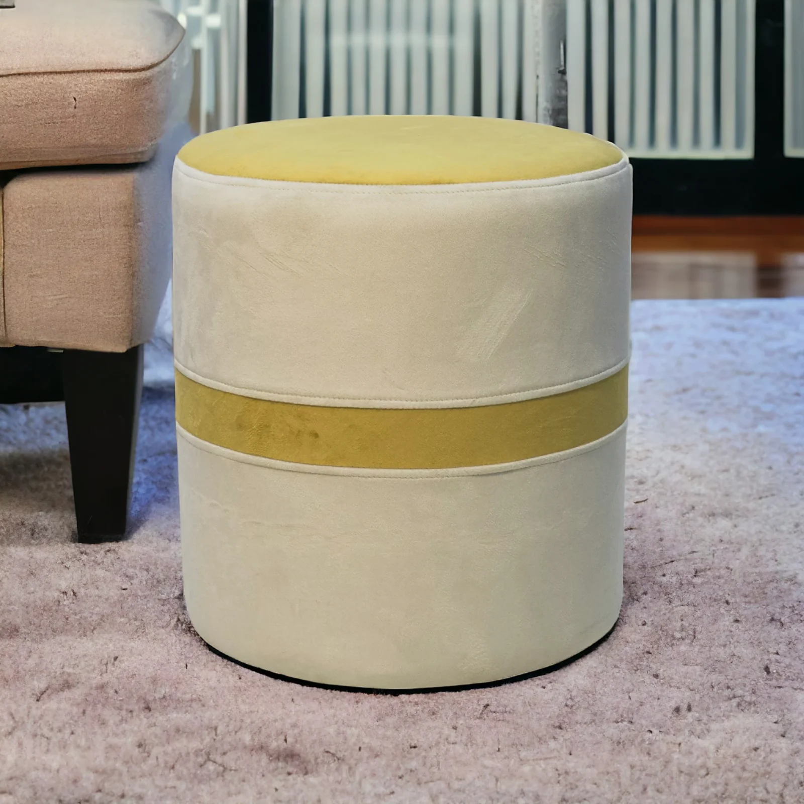 Selene Dual-Tone Velvet Ottoman Stool