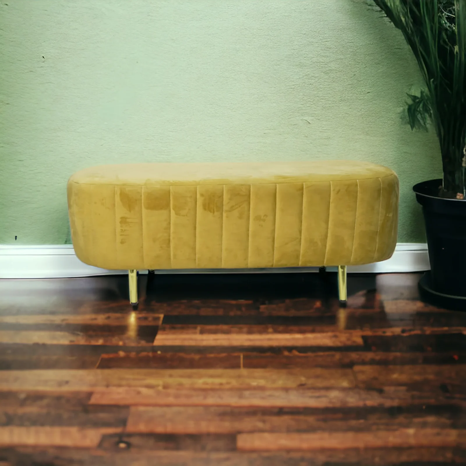 Sunrise Velvet Yellow Ottoman Sofa