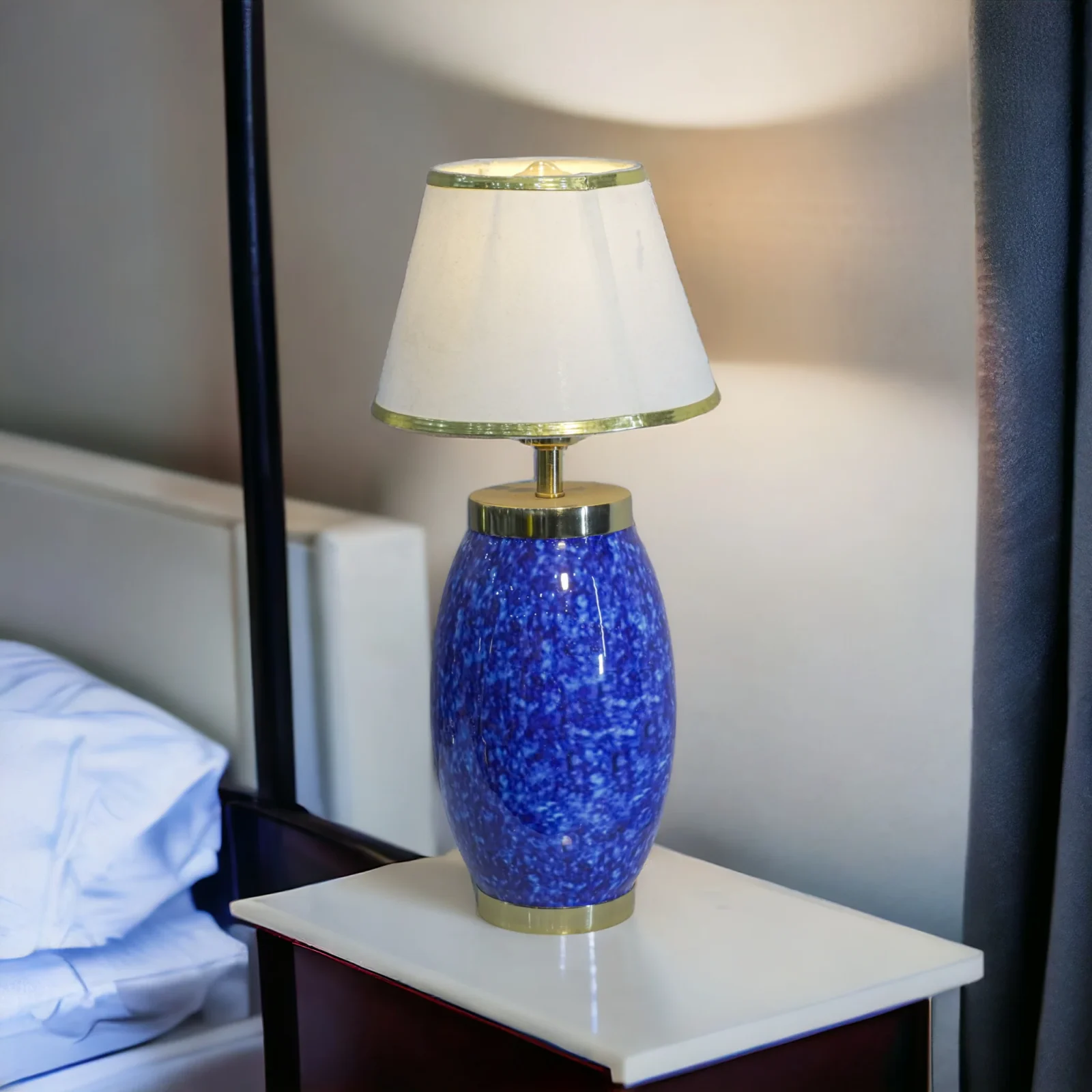 Homfye Azure Gold Meena Table Lamp