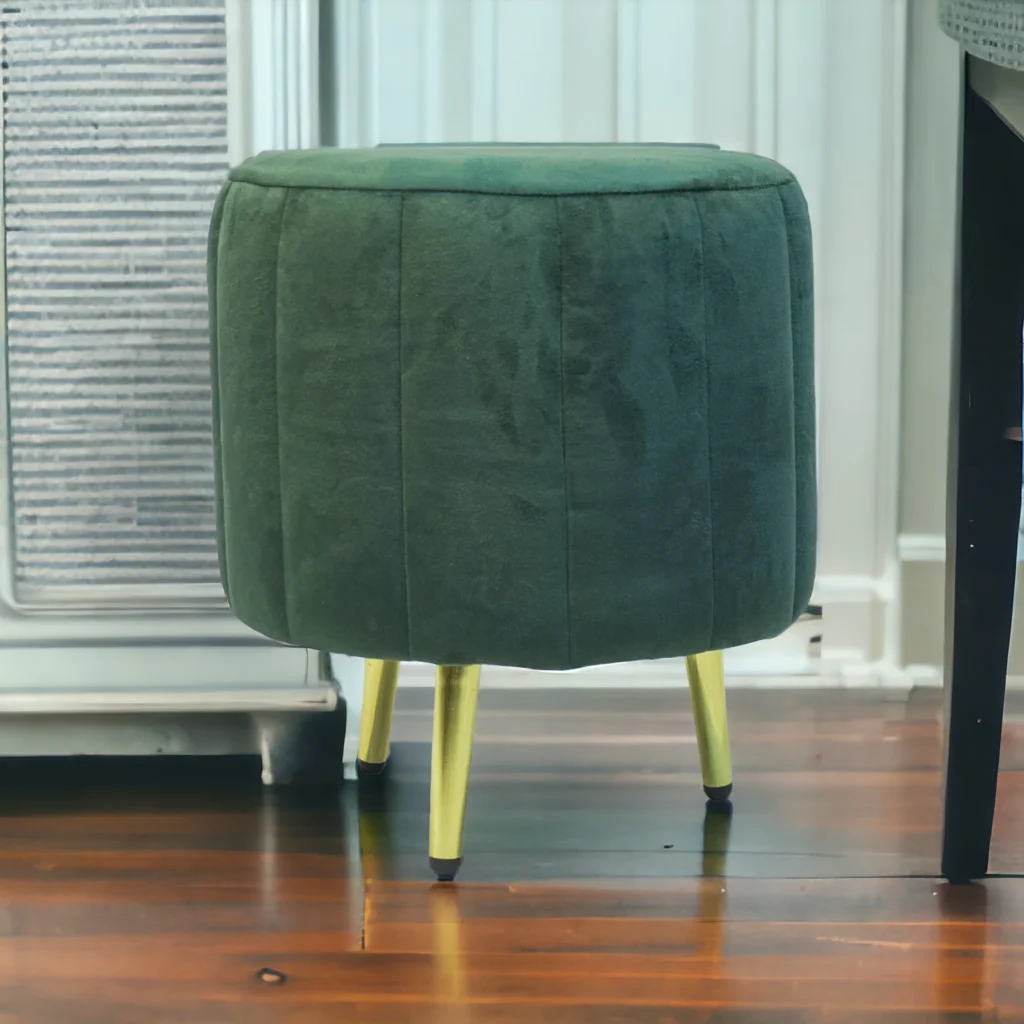 Homfye Emerald Enclave Velvet Ottoman