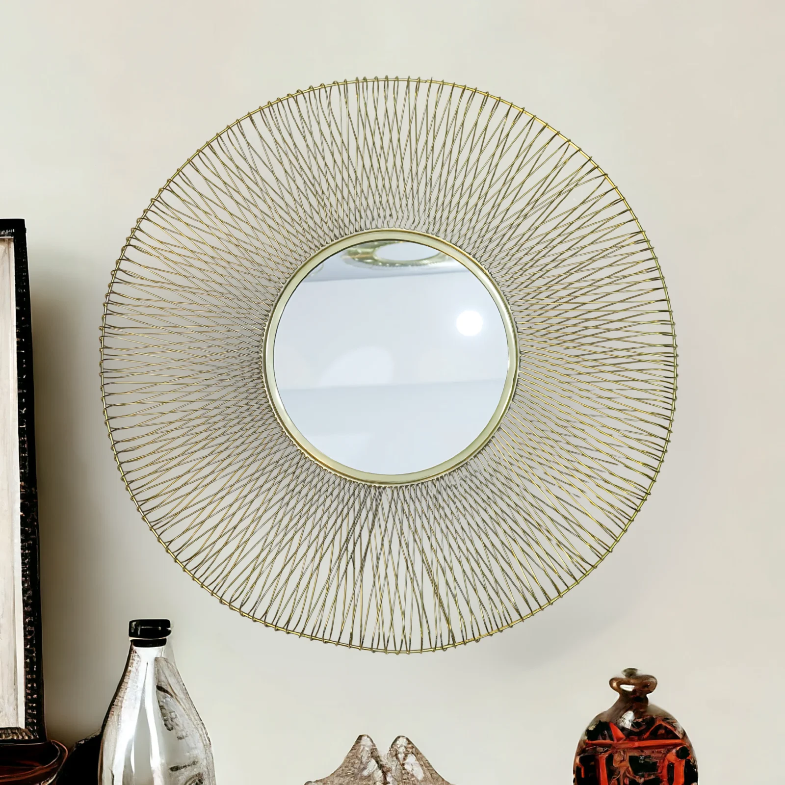 Homfye Coral Radiance Gold Wall Mirror