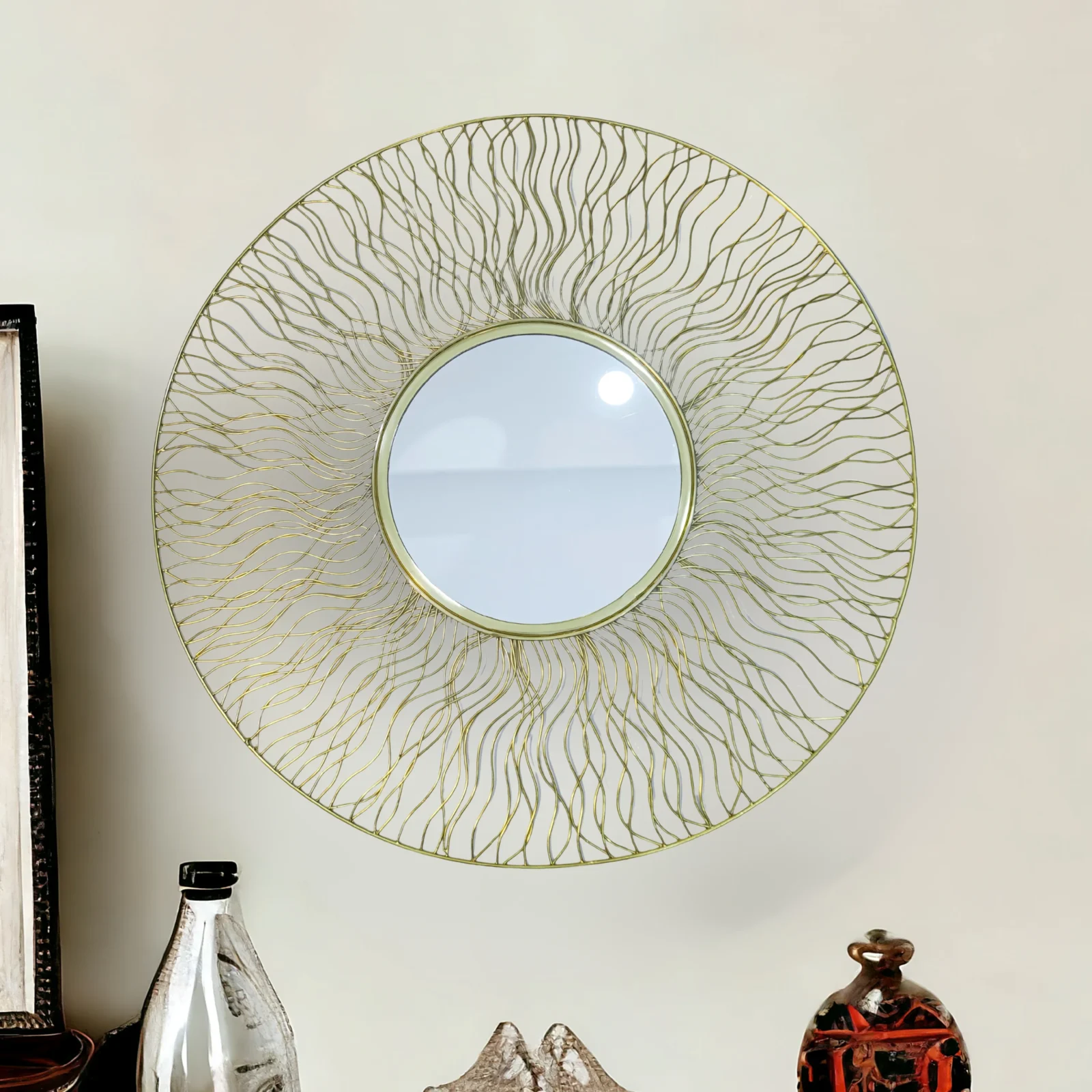 Homfye Coral Radiance Gold Wall Mirror